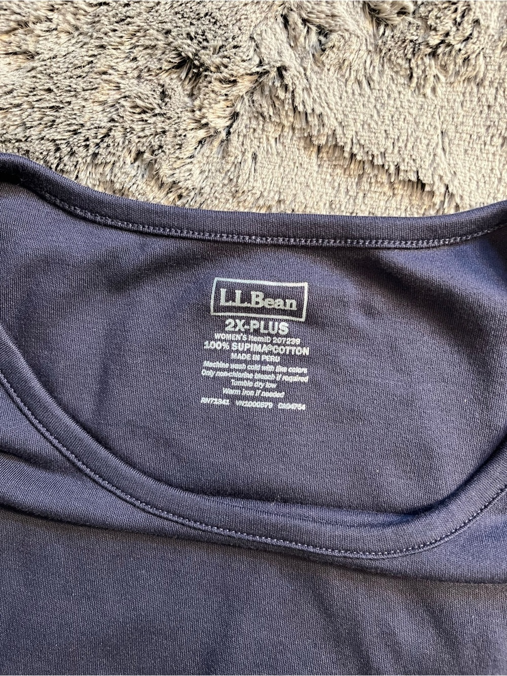 LL Bean Long-Sleeve Crewneck Shirt - Navy Blue 100% Supima Cotton Women’s 2X - Picture 3 of 7